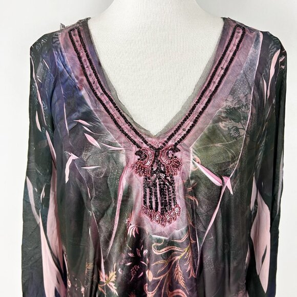 Women's Y2K Fairy Grunge Floral Beaded Top Whimsical Flowy Relaxed Size 2X - Picture 2 of 8